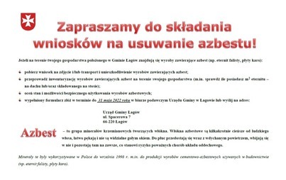 Zdjęcie do Zapraszamy do składania wniosk&oacute;w na usuwanie azbestu!
