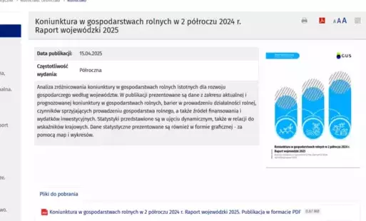 Zdjęcie do Koniunktura w gospodarstwach rolnych w 2 p&oacute;łroczu 2024 r. Raport wojew&oacute;dzki 2025 