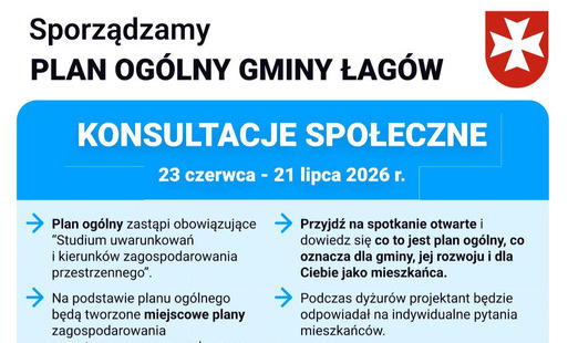 Zdjęcie do Ogłoszenie o konsultacjach społecznych do Planu Og&oacute;lnego Gminy Łag&oacute;w