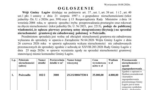 Zdjęcie do Ogłoszenie o przetargu